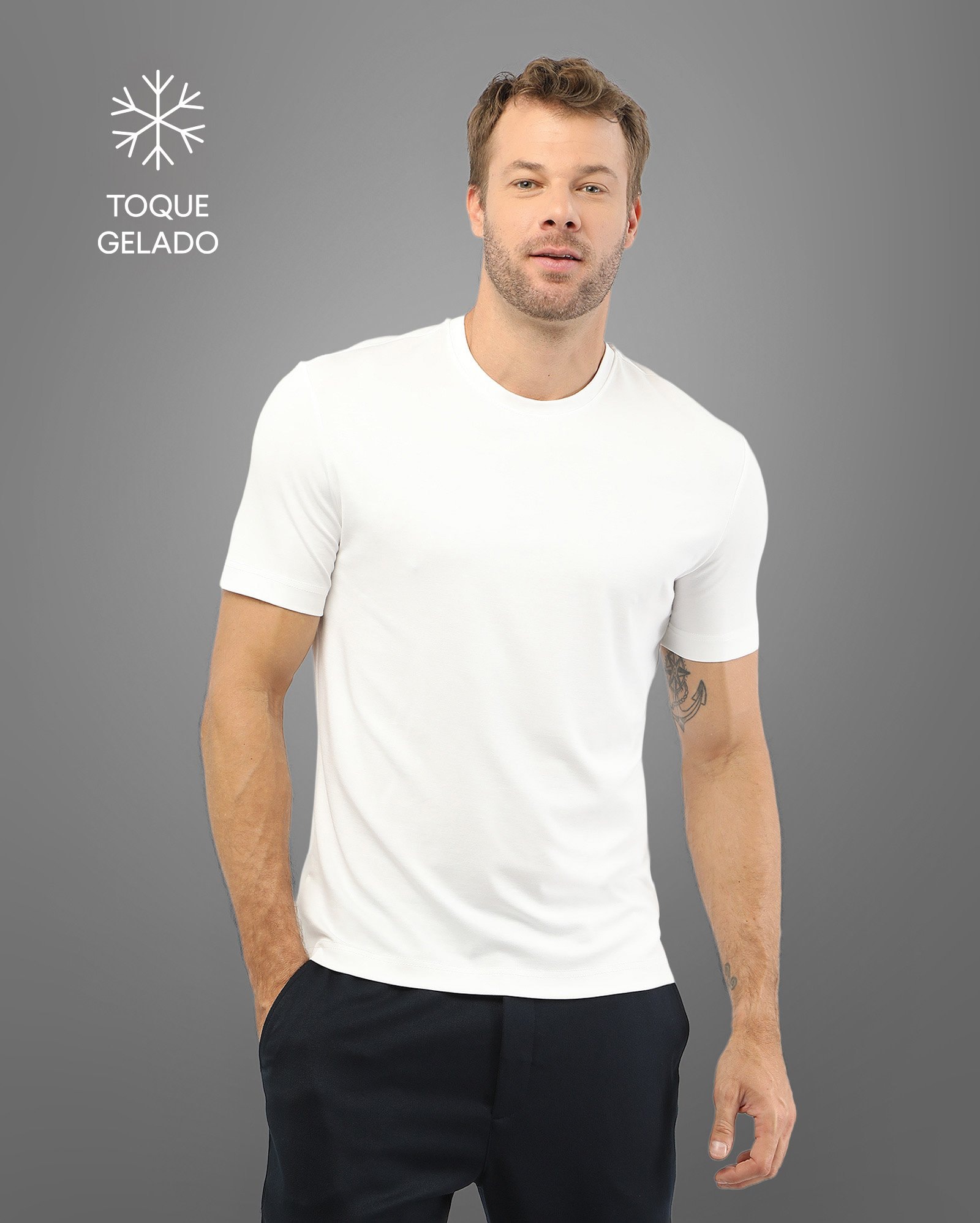 Camiseta masculina Tech D-Ultras toque gelado - Branco