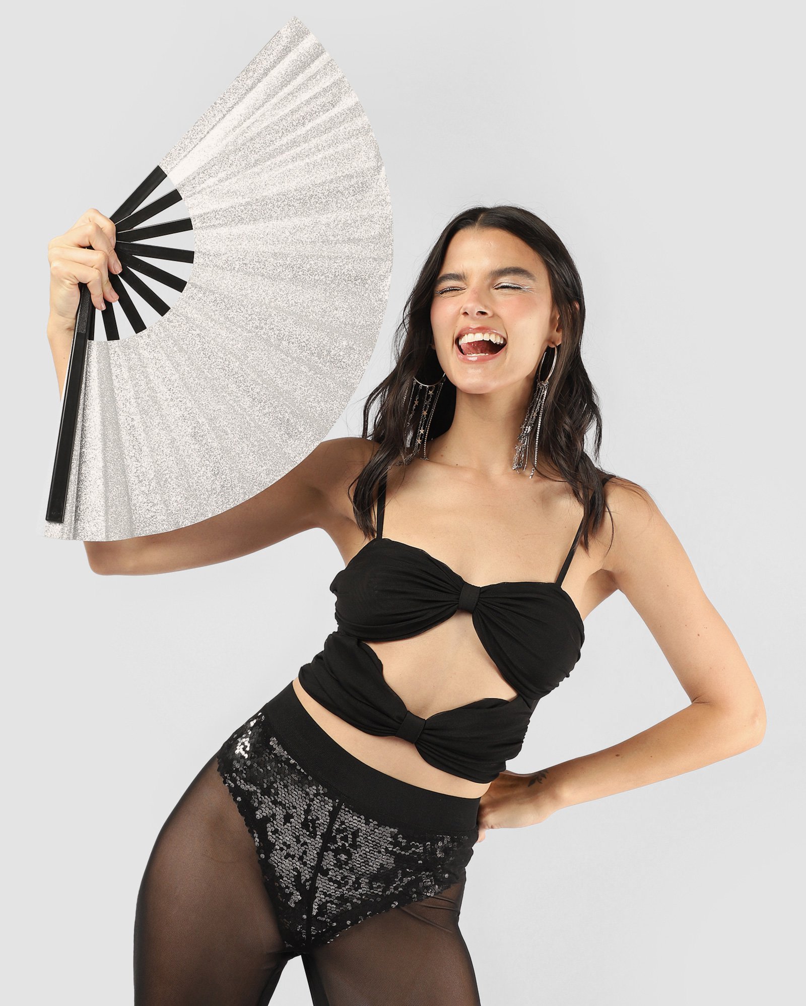 Top laços com transparência - preto