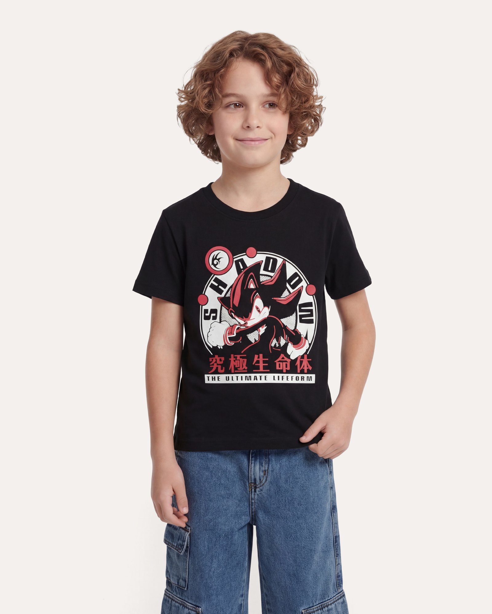 Camiseta infantil regular Shadow 6-14A - preta | SEGA