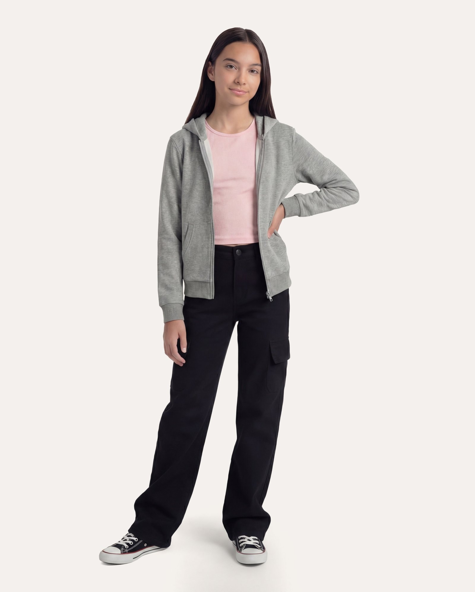 Calça black jeans infantil reta com bolsos cargo 6-14A - Sarja Black