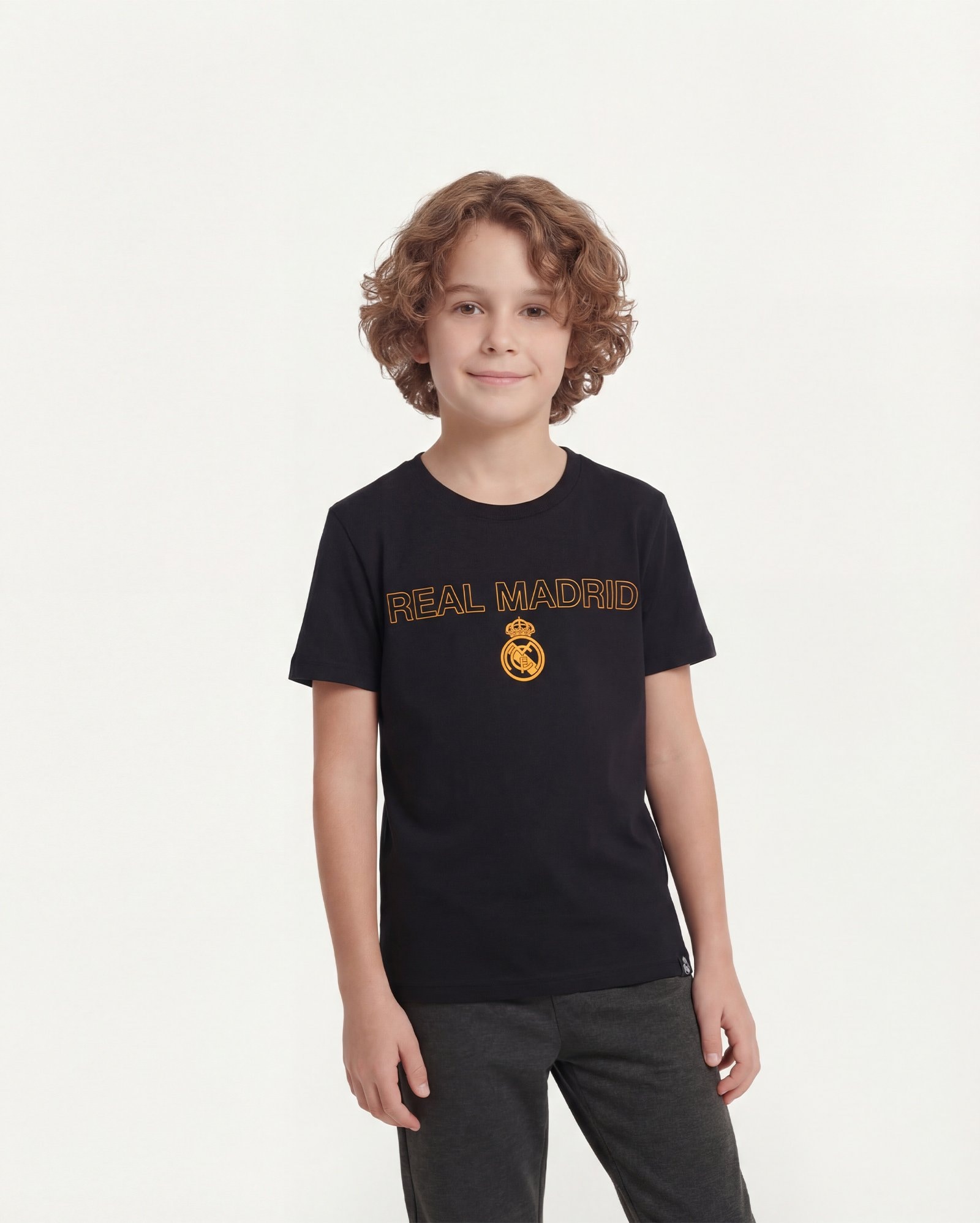 Camiseta infantil futebol Real Madrid C.F. 6-14A - preta