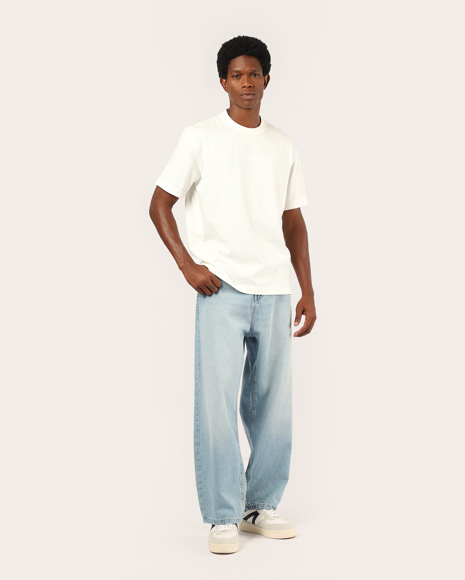 Calça jeans masculina super baggy - denim claro | Pool Jeans