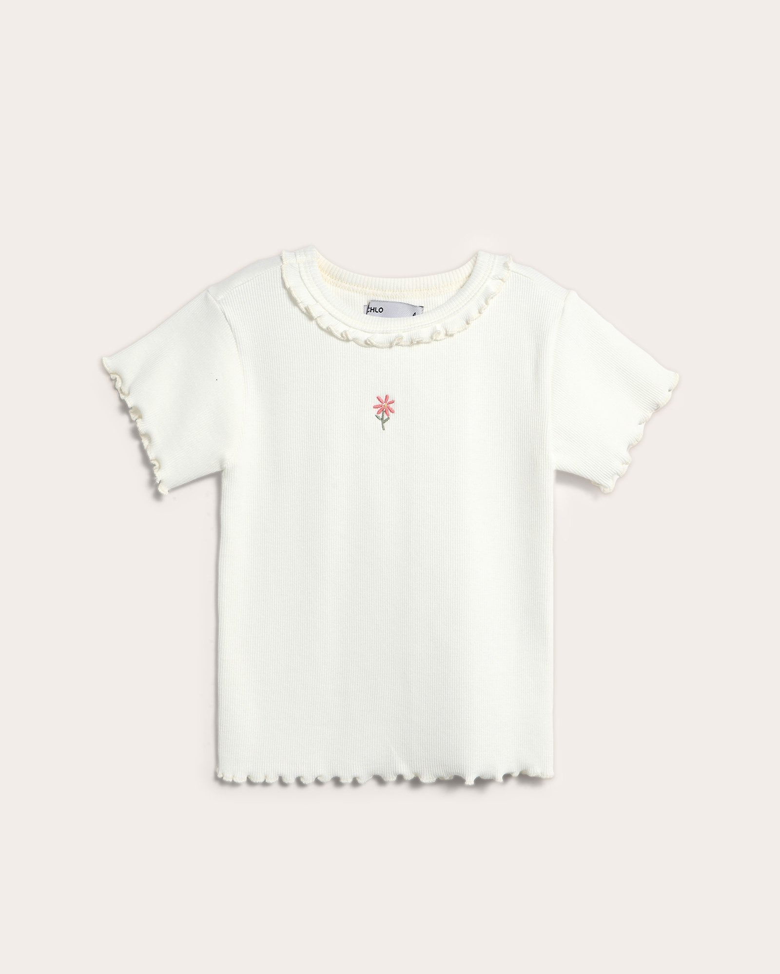 Camiseta infantil canelada estampada 1-6A - Off-white