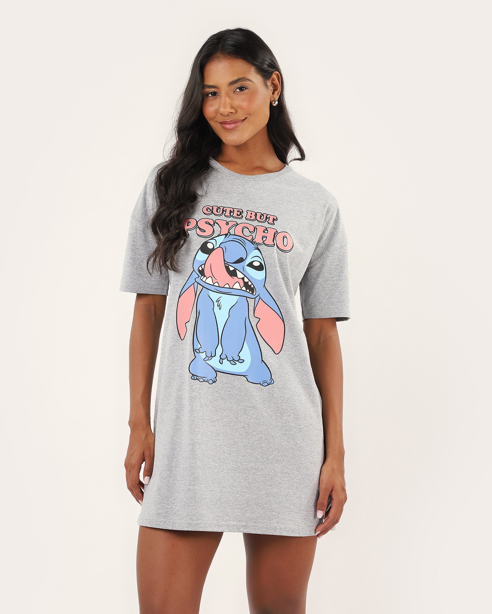 Riachuelo | Camisola curta Cute but Psycho - cinza | Disney