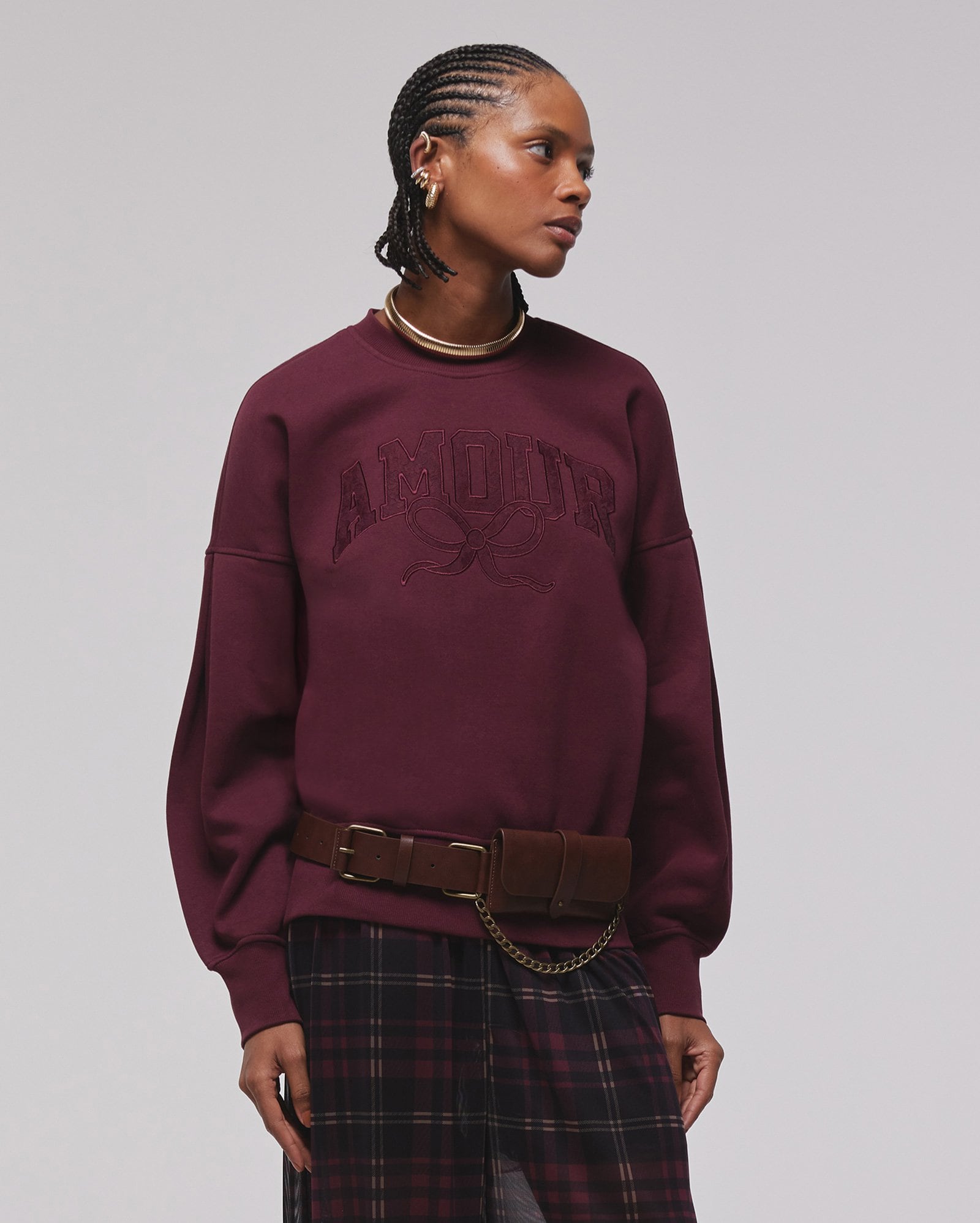Blusa de moletom feminina oversized - Vinho | Juliana Jabour - Special Edition