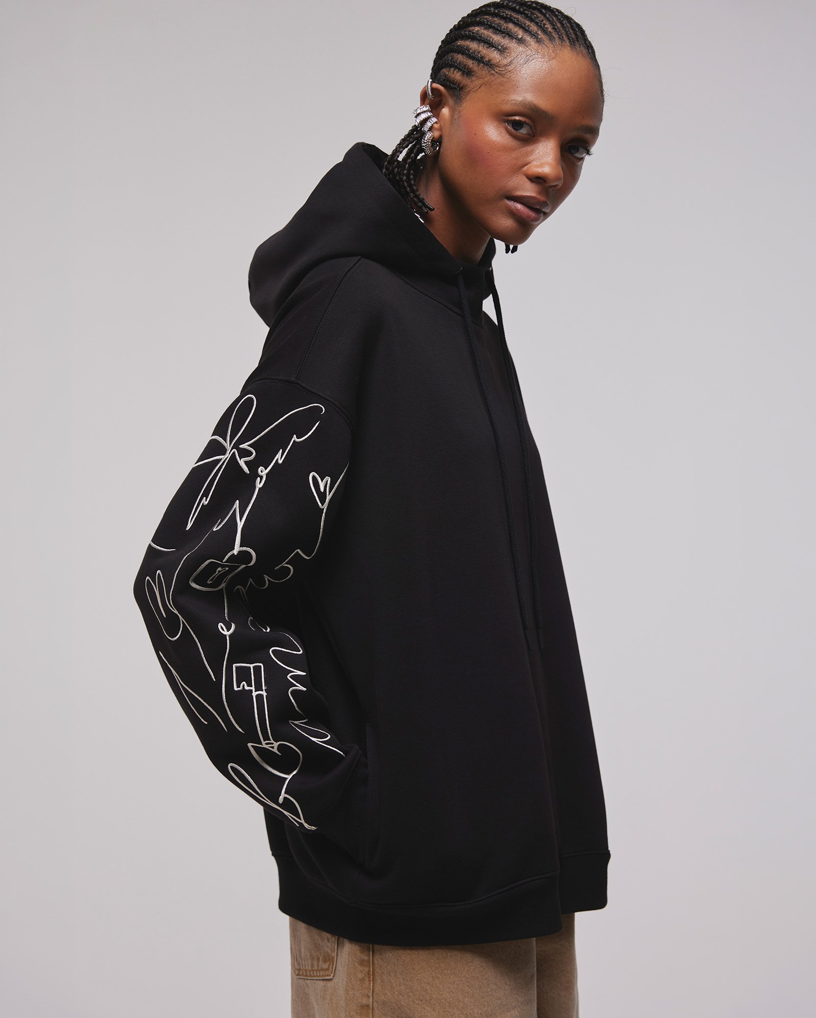Blusa de moletom feminina oversized - preta | Juliana Jabour - Special Edition