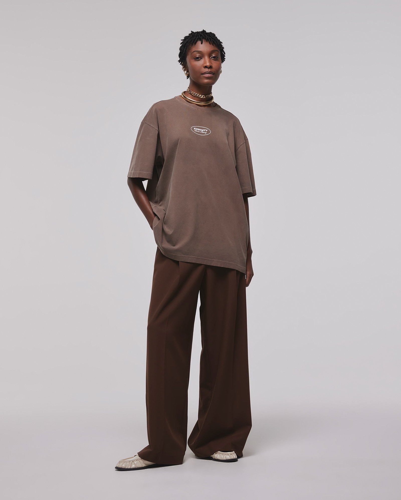 Calça feminina de alfaiataria reta - marrom | Juliana Jabour - Special Edition
