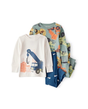 Pijama longo bebê 4 peças construção - multicor | Carter's