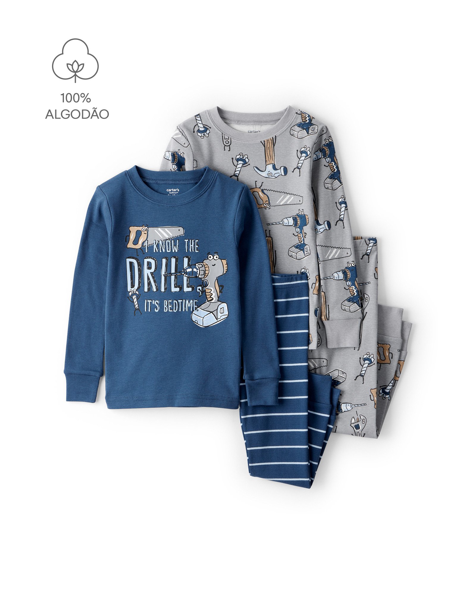 Pijama longo bebê 4 peças it's bedtime - multicor | Carter's