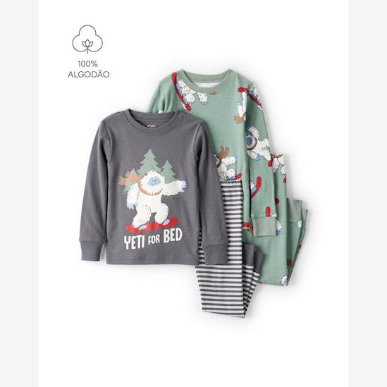 Pijama longo bebê 4 peças Yeti for bed - multicor | Carter's
