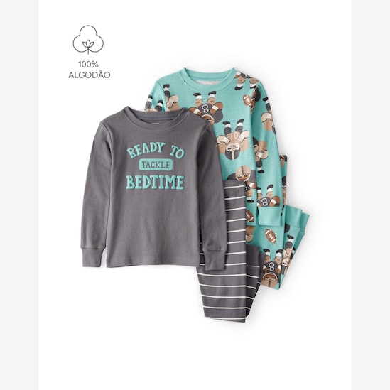 Pijama longo infantil 4 peças ready to tackle - multicor | Carter's