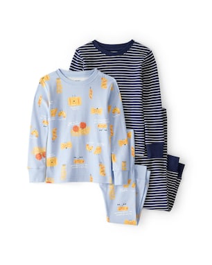 Pijama longo infantil 4 peças macarrão listras - multicor | Carter's