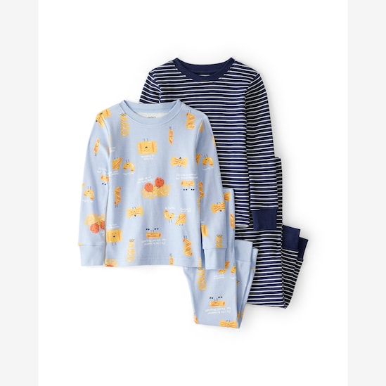 Pijama longo infantil 4 peças macarrão listras - multicor | Carter's