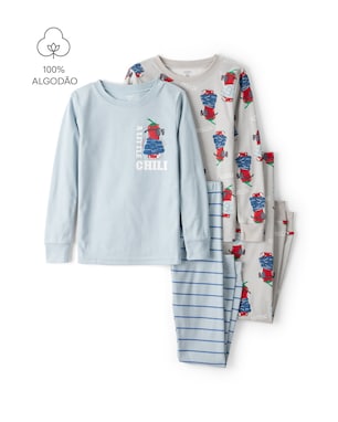 Pijama longo infantil 4 peças chillin' - multicor | Carter's