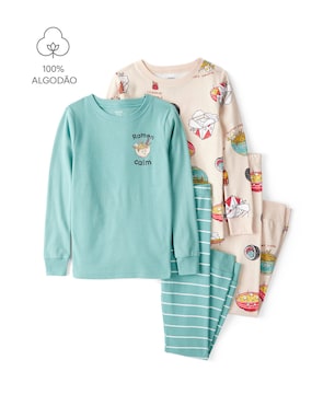 Pijama longo infantil 4 peças ramen calm - multicor | Carter's