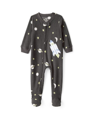 Macacão pijama infantil em fleece foguete - cinza | Carter's
