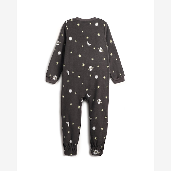 Macacão pijama infantil em fleece foguete - cinza | Carter's