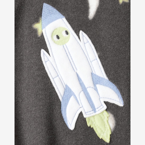 Macacão pijama infantil em fleece foguete - cinza | Carter's