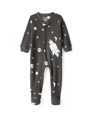 Macacão pijama bebê em fleece foguete - cinza | Carter's
