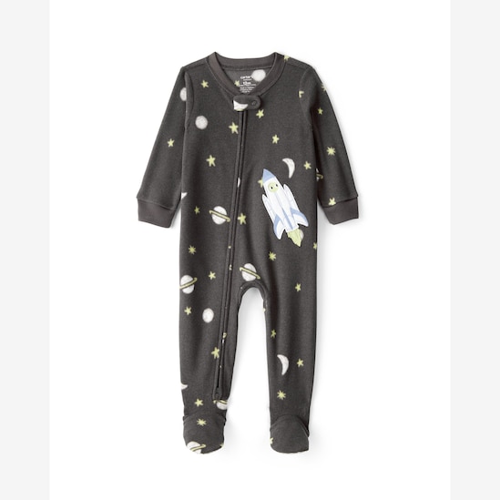 Macacão pijama bebê em fleece foguete - cinza | Carter's