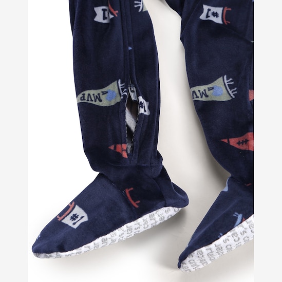 Macacão pijama bebê em plush soccer - azul | Carter's