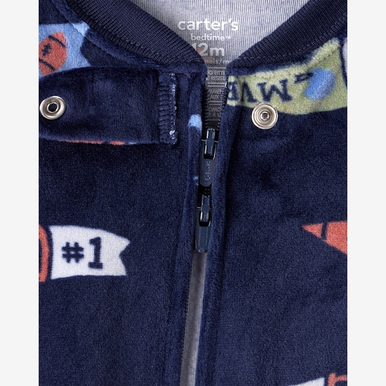 Macacão pijama bebê em plush soccer - azul | Carter's