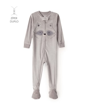 Macacão pijama infantil em plush guaxinim - cinza | Carter's