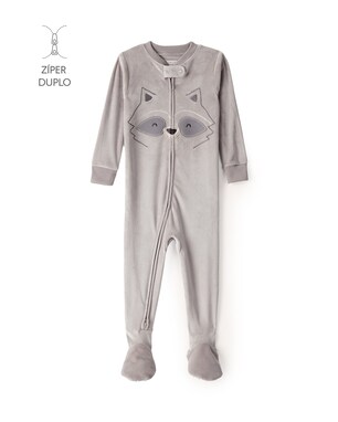 Macacão pijama infantil em plush guaxinim - cinza | Carter's