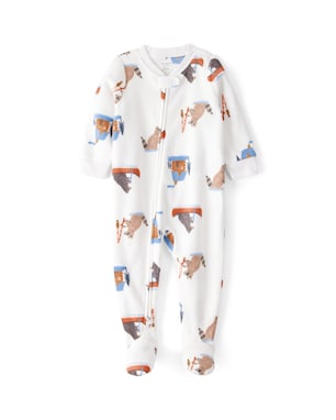 Macacão pijama bebê em fleece bichinhos - branco | Carter's