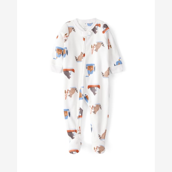 Macacão pijama bebê em fleece bichinhos - branco | Carter's