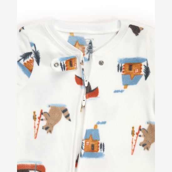 Macacão pijama bebê em fleece bichinhos - branco | Carter's