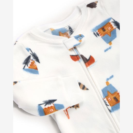 Macacão pijama bebê em fleece bichinhos - branco | Carter's