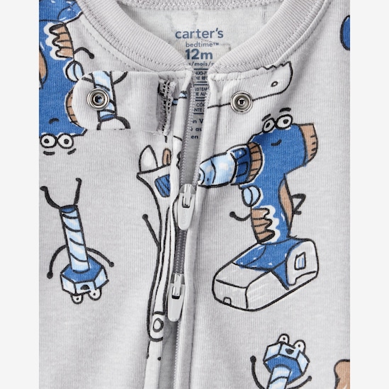 Macacão pijama bebê construção - cinza | Carter's