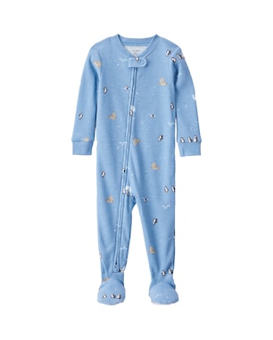 Macacão pijama bebê texturizado pinguins - azul | Carter's