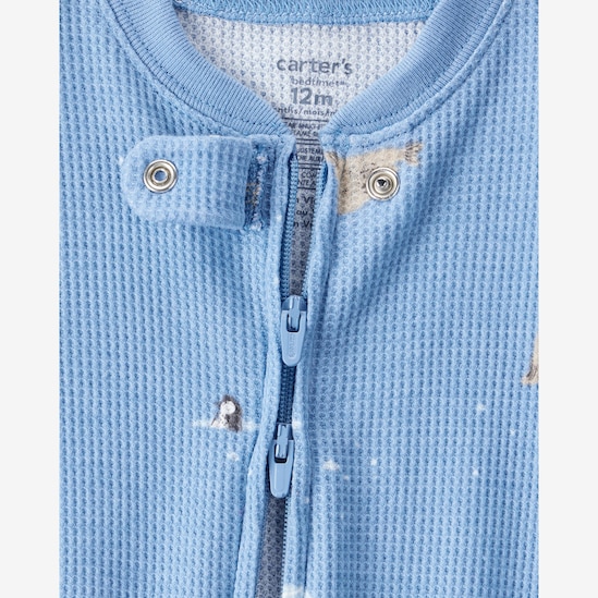 Macacão pijama bebê texturizado pinguins - azul | Carter's
