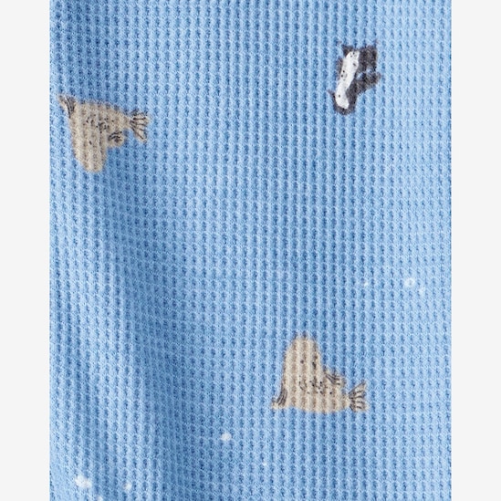 Macacão pijama bebê texturizado pinguins - azul | Carter's