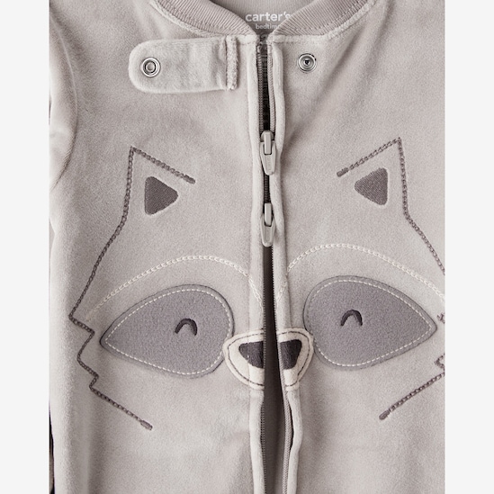 Macacão pijama bebê em plush guaxinim - cinza | Carter's