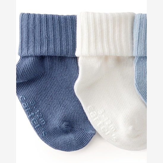 Kit meia bebê 3 pares cano dobrado - multicor | Carter's