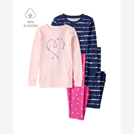Pijama longo infantil 4 peças dream lover - multicor | Carter's