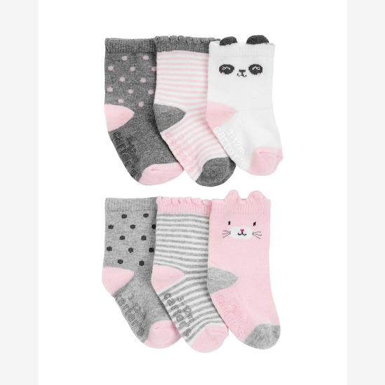 Kit meia bebê 6 pares animais e listras - multicor | Carter's