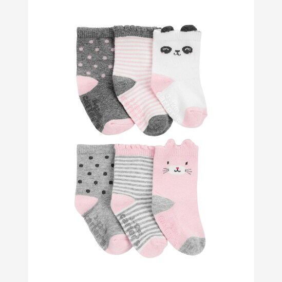 Kit meia bebê 6 pares animais e listras - multicor | Carter's