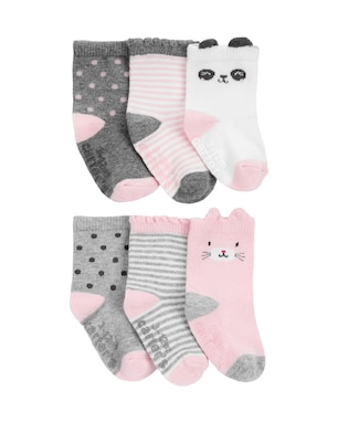 Kit meia bebê 6 pares animais e listras - multicor | Carter's