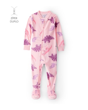 Macacão pijama infantil em fleece dino - rosa | Carter's