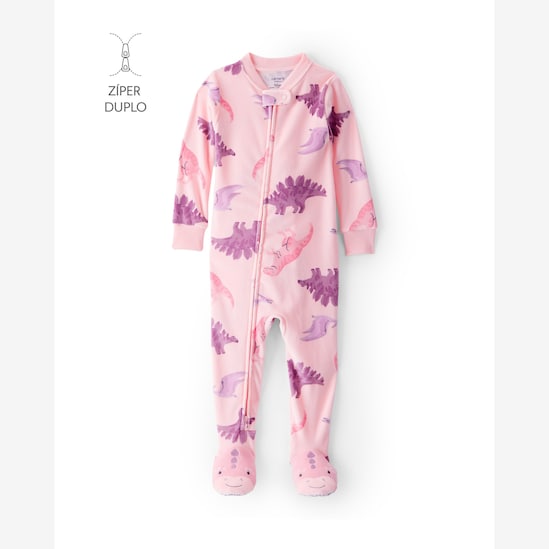 Macacão pijama infantil em fleece dino - rosa | Carter's
