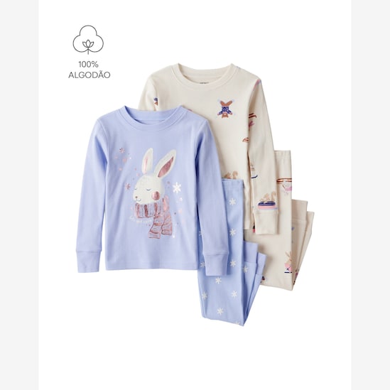 Pijama longo bebê 4 peças animais fofos - multicor | Carter's