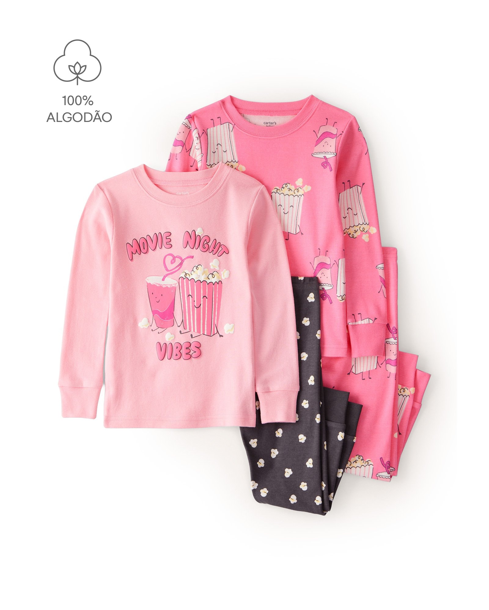 Pijama infantil 4 peças movie night vibes - multicor | Carter's