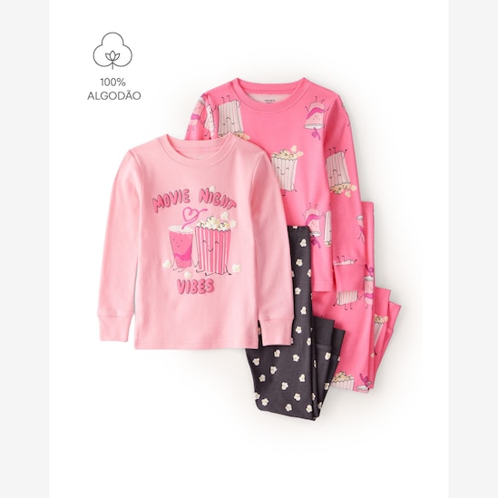 Pijama infantil 4 peças movie night vibes - multicor | Carter's