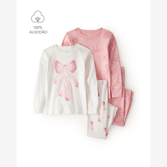 Pijama infantil 4 peças laços - multicor | Carter's