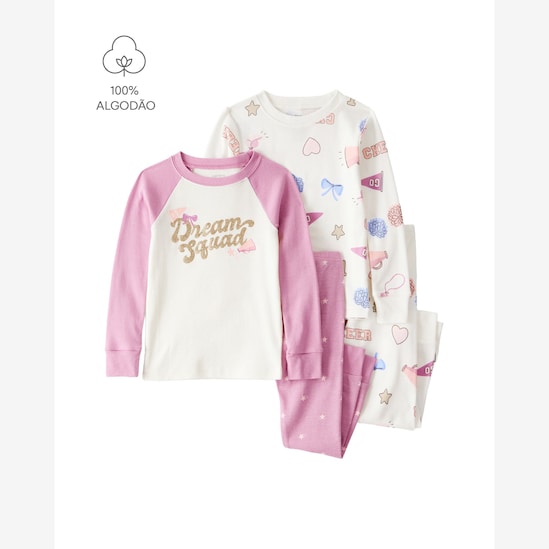 Pijama longo infantil 4 peças cheerleader - multicor | Carter's