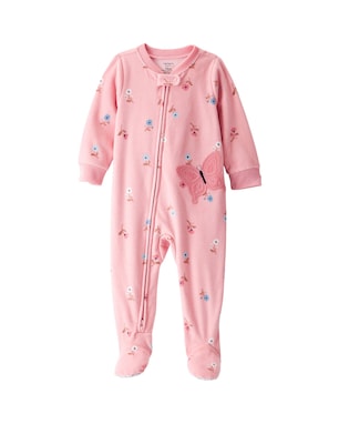 Macacão pijama bebê fleece flores e borboleta - rosa | Carter's